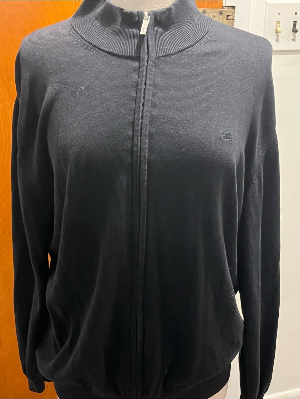 Christian Berg Men's Navy Full Zip Cardigan Sweater Jacket. Size L. Pre Owned VG